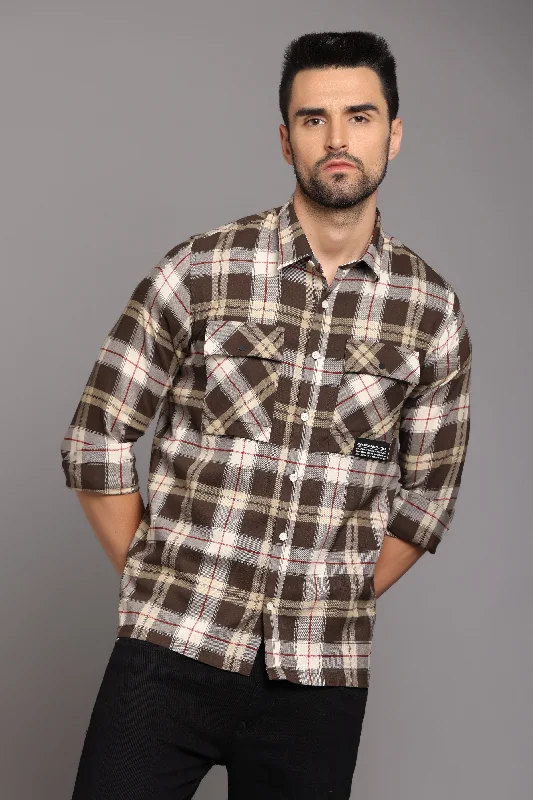 Walnut Brown Check Full Sleeve Shirt