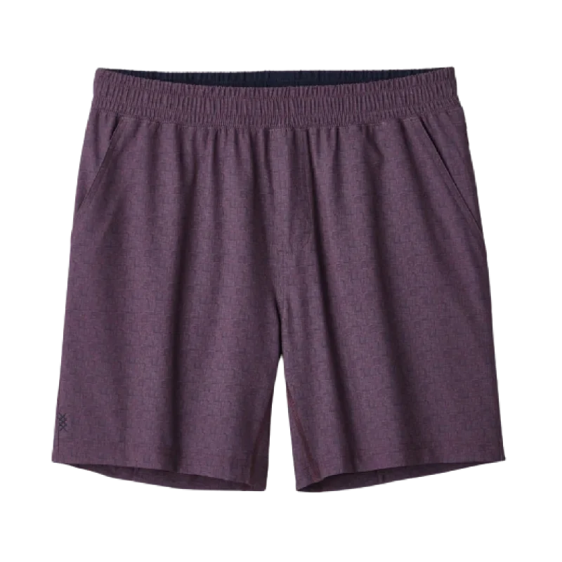 7" Mako Short Unlined - Maroon & Navy Texture Print