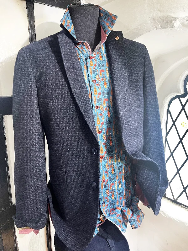 ALMERIA NAVY SMALL CHECK JACKET