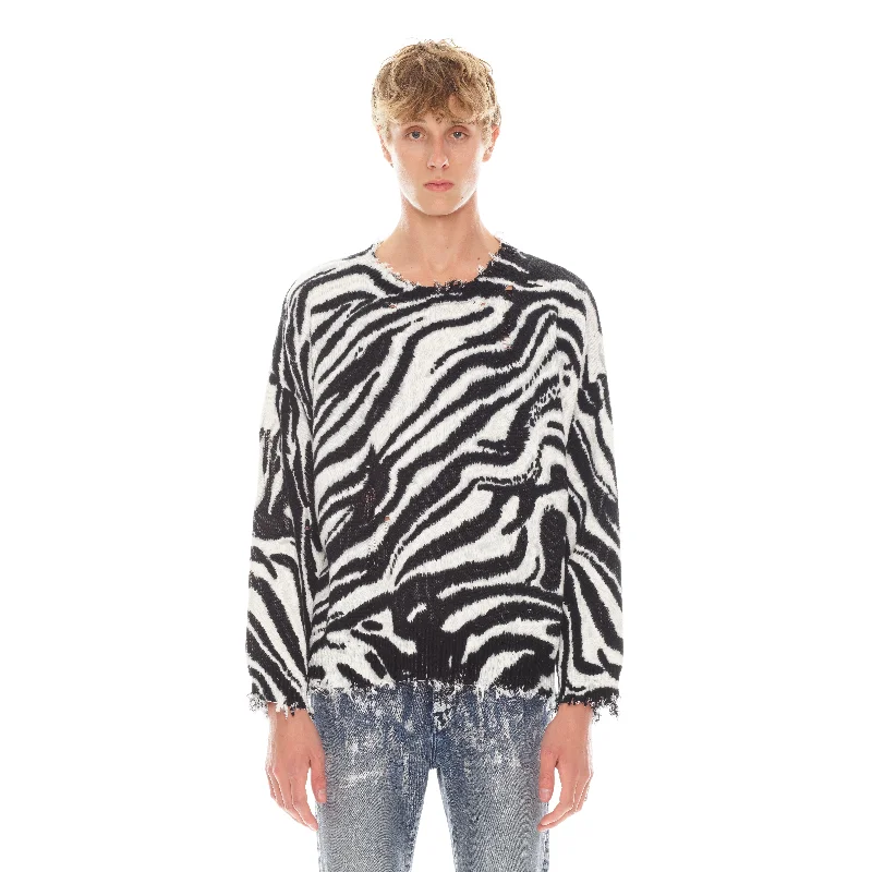 Crew Neck Sweater In Zebra