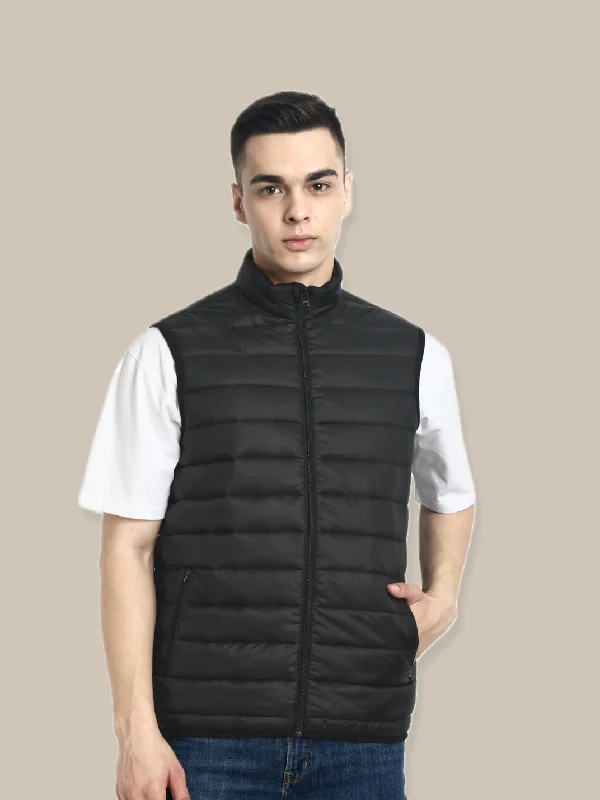 Hummel Benne Men Black Sleeveless Bomber Jacket