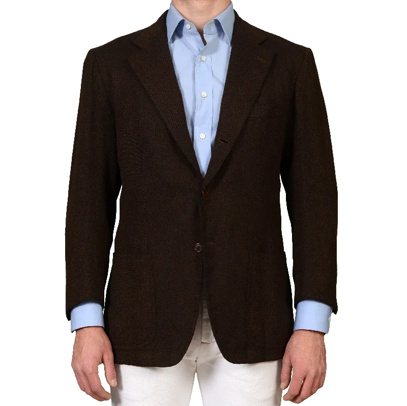 RUBINACCI LH Bespoke Brown Wool Cashmere Blazer Jacket EU 54 US 44 Athletic