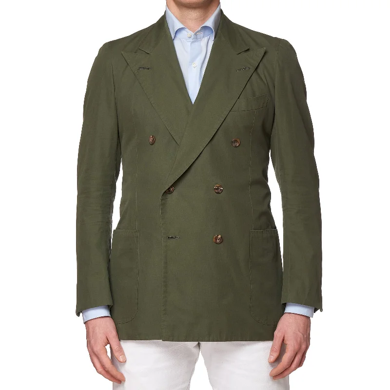 RUBINACCI LH Handmade Bespoke Green Cotton DB Jacket EU 50 US 40