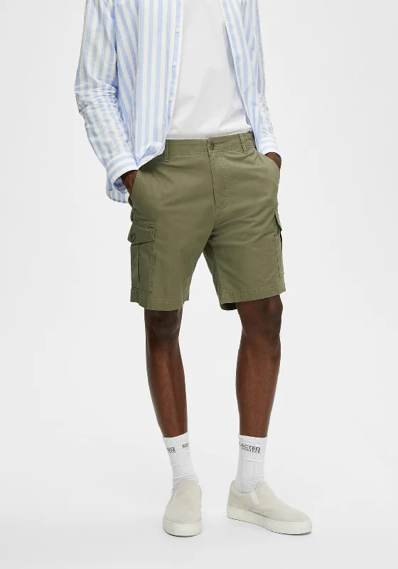 Selected Homme Flex Cargo Shorts, Deep Lichen Green