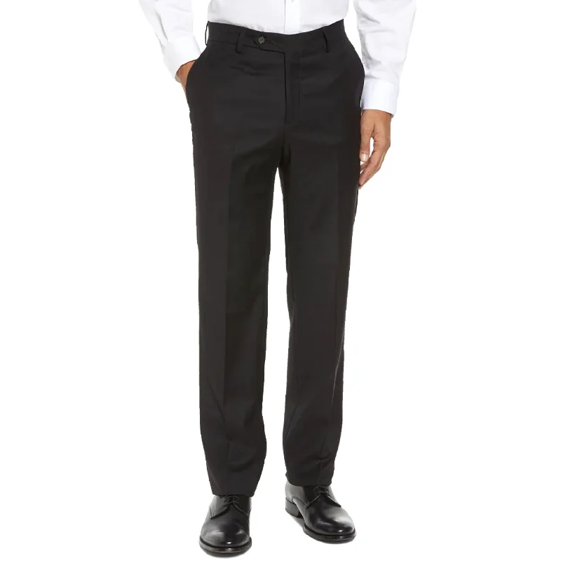 Stretch Gabardine Worsted Wool Trouser in Black (Tribeca Modern Plain Front) by Berle