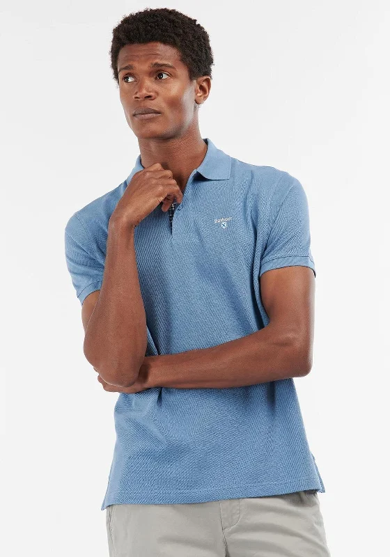 Barbour Wash Sports Pique Polo T-Shirt, Force Blue