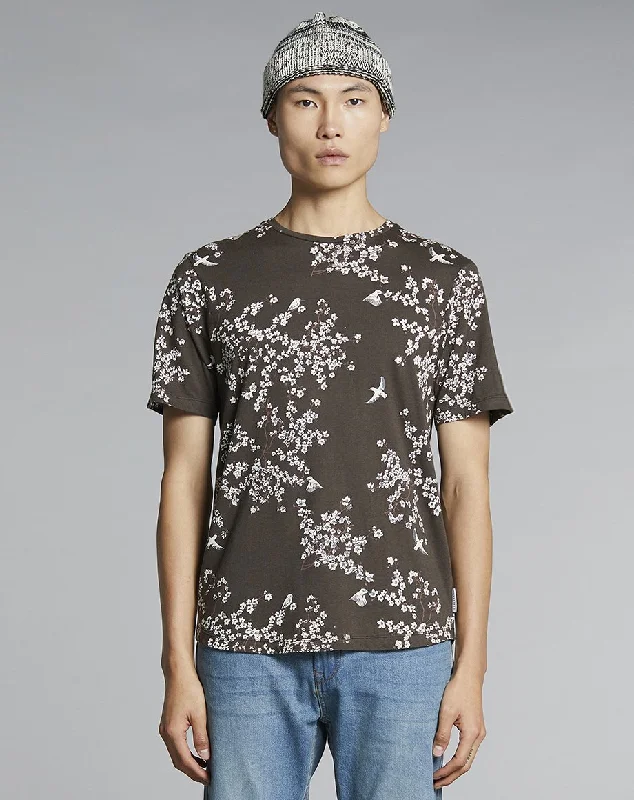 FLORO PRINTED MENS T-SHIRT | BROWN / OLIVE