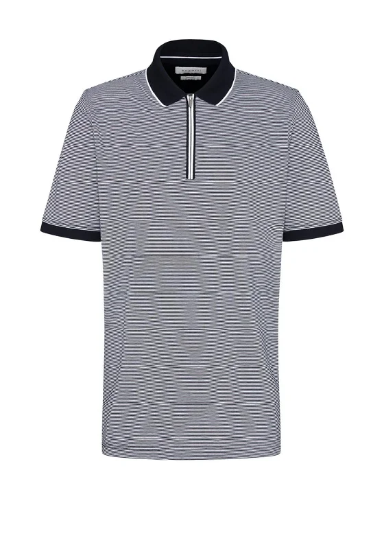 Bugatti Striped Half Zip Polo Shirt, Navy Multi