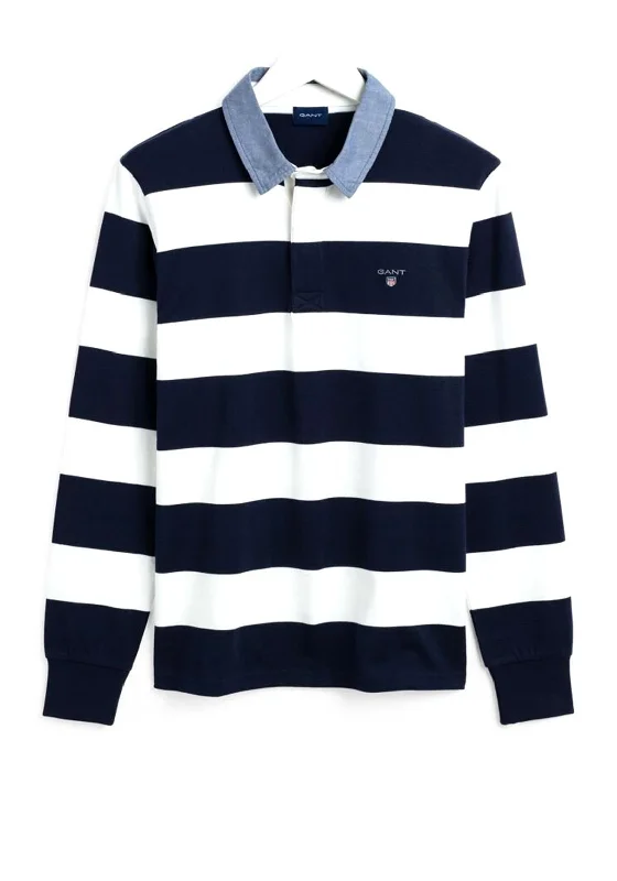 Gant Orignial Bar Stripe Heavy Rugger Polo, Eggshell & Navy