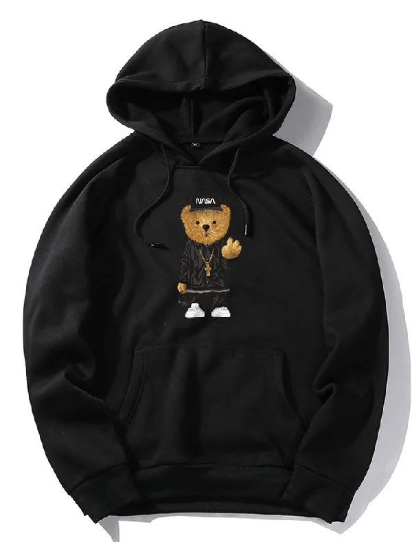 Hip Hop Bear Print Hoodie