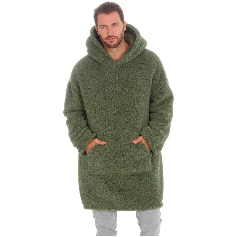 Huggable Hoodie Fleece Oversized Mens Blanket Hoody - Olive