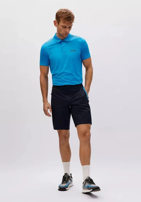 Hugo Boss Short Sleeved Logo & Striped Polo Shirt, Blue