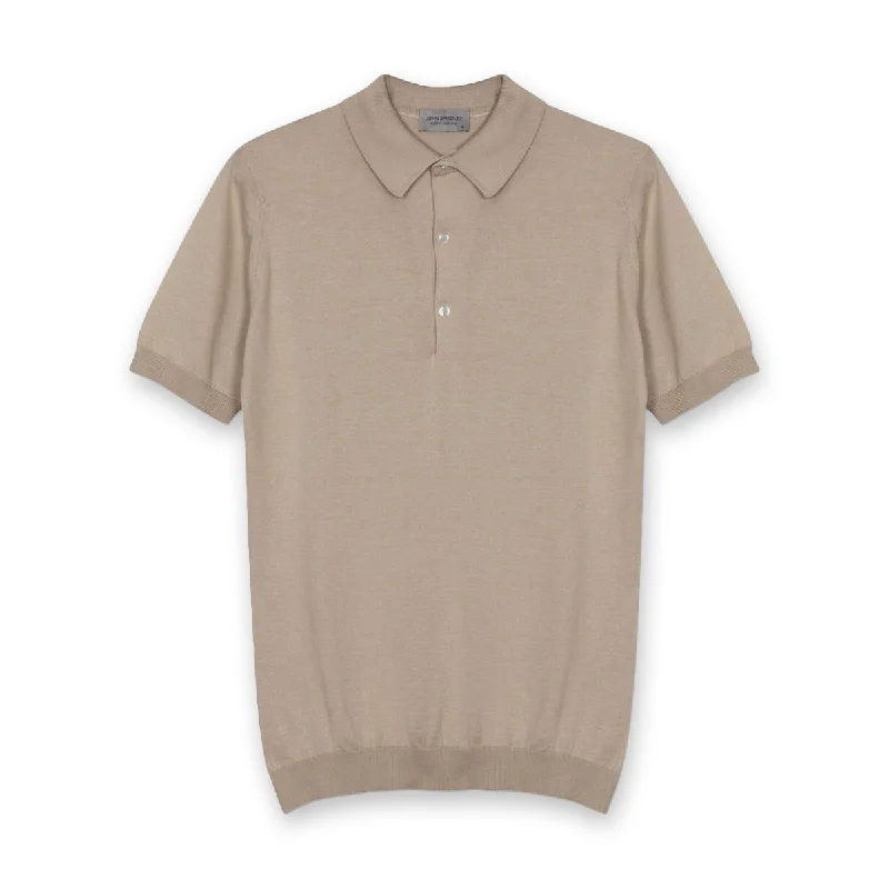 John Smedley - Adrian Sea Island Cotton Polo in Almond