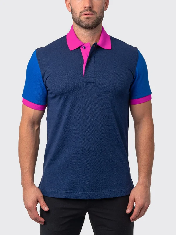 Maceoo Short Sleeves Polo | Polo Mozart Block Tip Blue