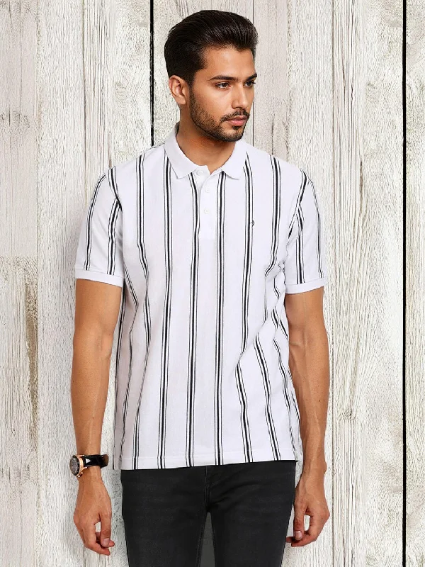 Men Striped Polo T-Shirt