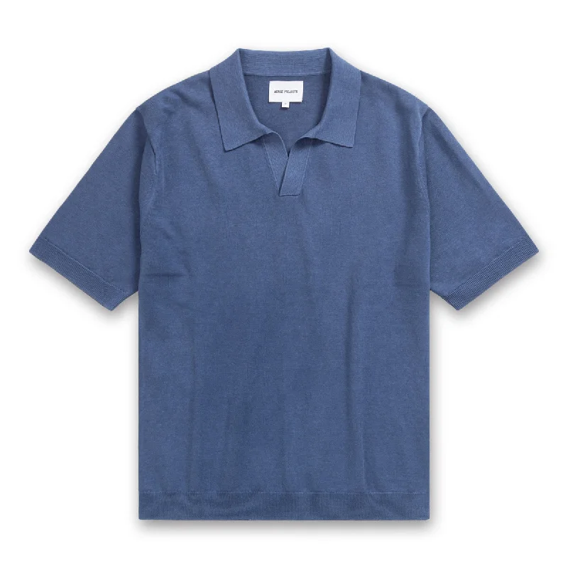 Norse Project - Leif Cotton Linen Polo in Calcite Blue