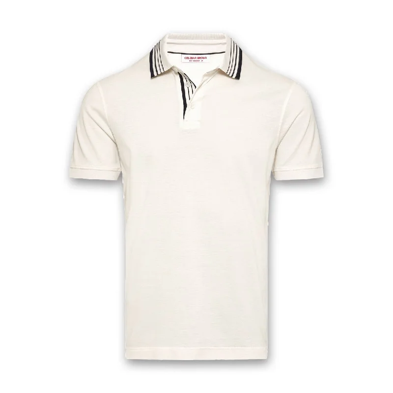 Orlebar Brown - Dominic Stripe Polo in White Sand