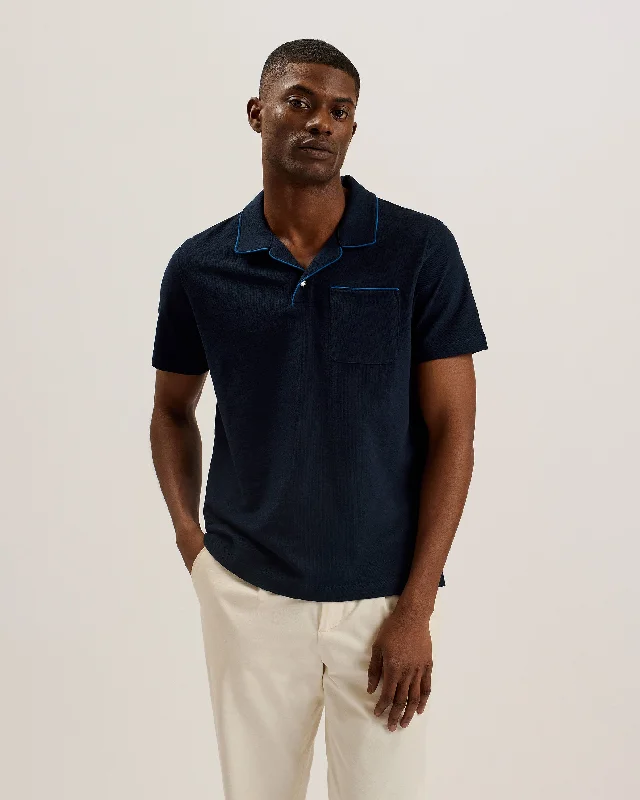 Paisel Ss Regular Open Collar Polo Navy