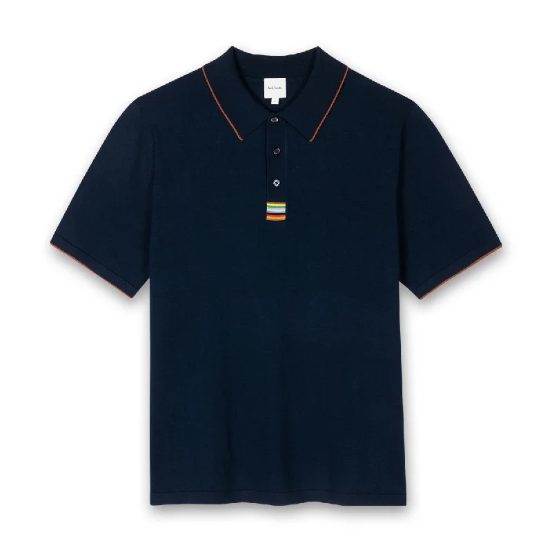 Paul Smith - 'Signature Stripe' Trim Polo Shirt in Navy