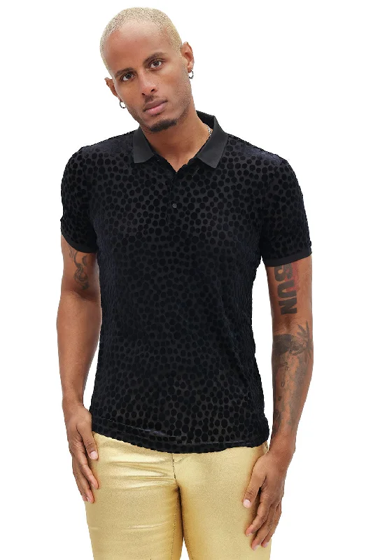 Polka Velvet Polo Shirt