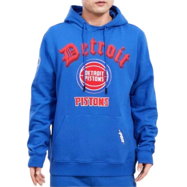 Pro Standard Detroit Piston Old English Fleece Pullover Hoodie (Royal Blue)