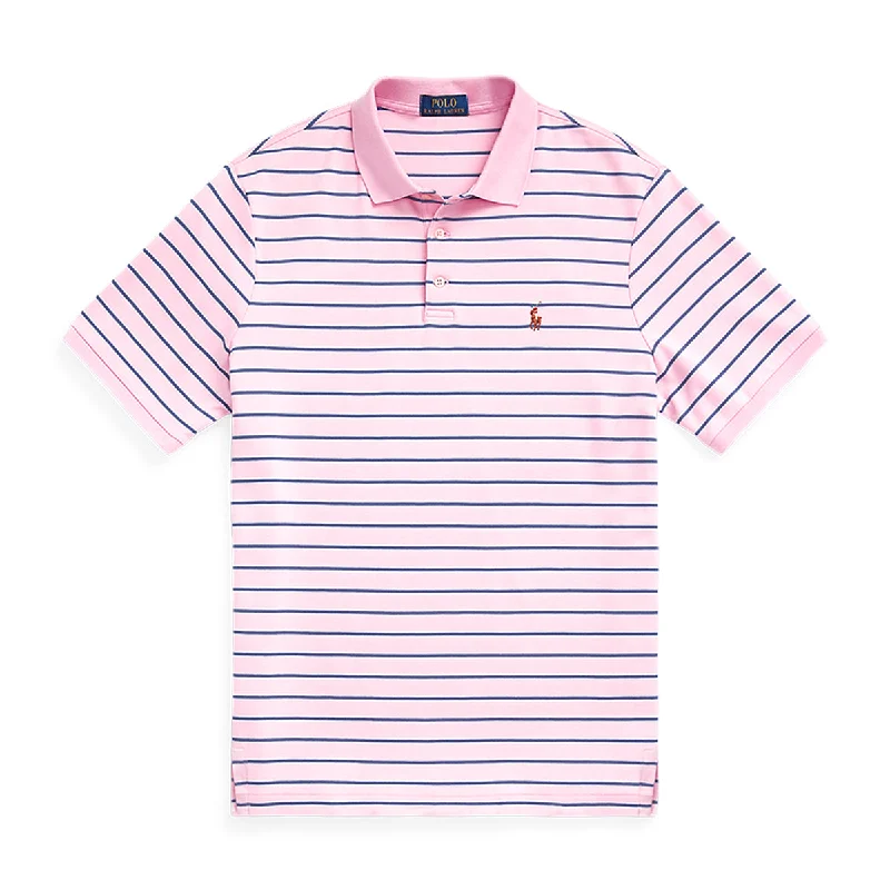 Ralph Lauren - Custom Slim Fit Striped Polo Shirt in Pink/Navy