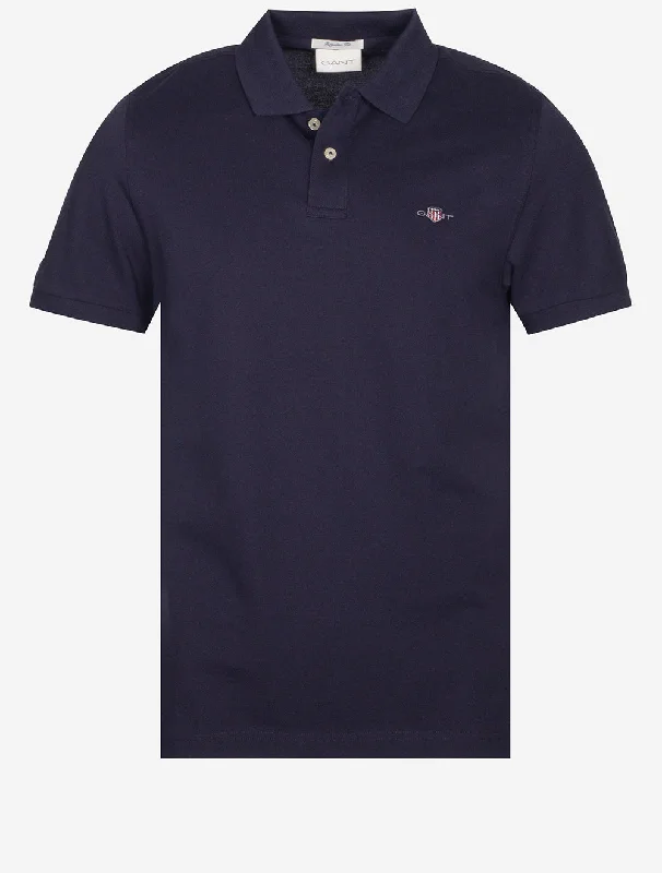 Regular Shield Short Sleeve Pique Polo Evening Blue