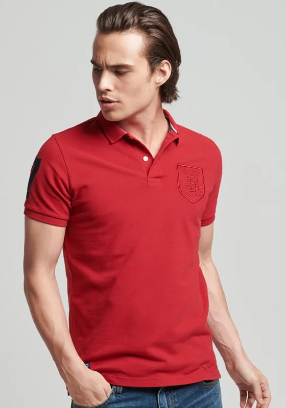 Superdry Vintage Superstate Logo Polo Shirt, Varsity Red