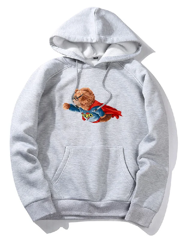 Superhero Bear Print Hoodie