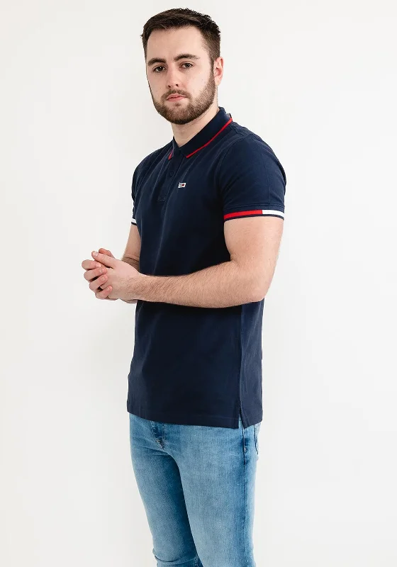 Tommy Jeans Contrast Cuff Polo Shirt, Twilight Navy